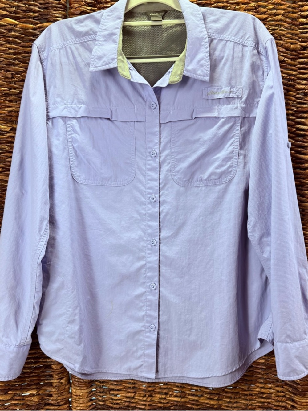 Eddie Bauer Mountain Ripstock M Blue Shirt Fishing Camping Outdoors
